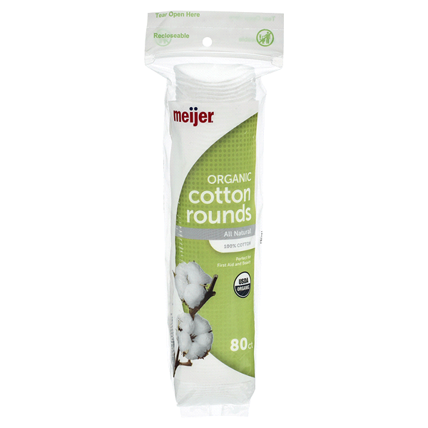 slide 1 of 1, Meijer Organic Cotton Rounds, 80 ct