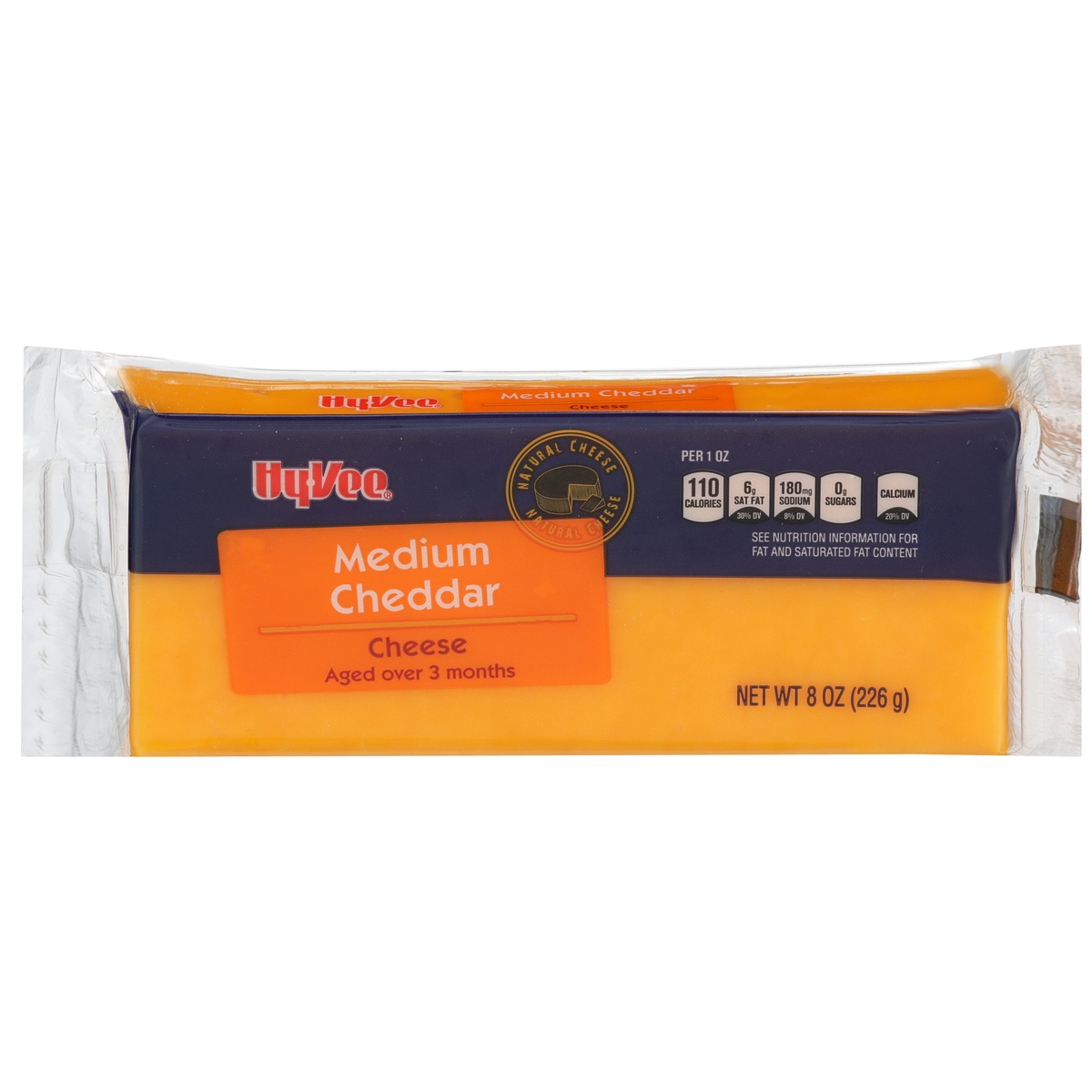slide 1 of 1, Hy-vee Medium Cheddar Cheese - 8 oz, 8 oz