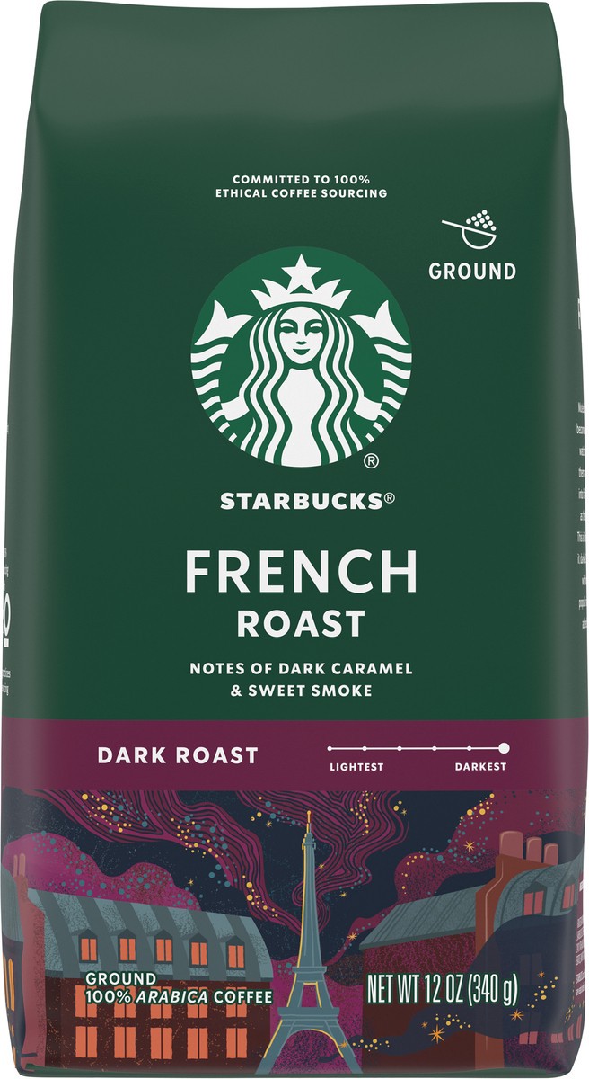 slide 7 of 8, Starbucks Ground Coffee, Dark Roast Coffee, French Roast, 100% Arabica, 1 Bag (12 Oz), 12 oz