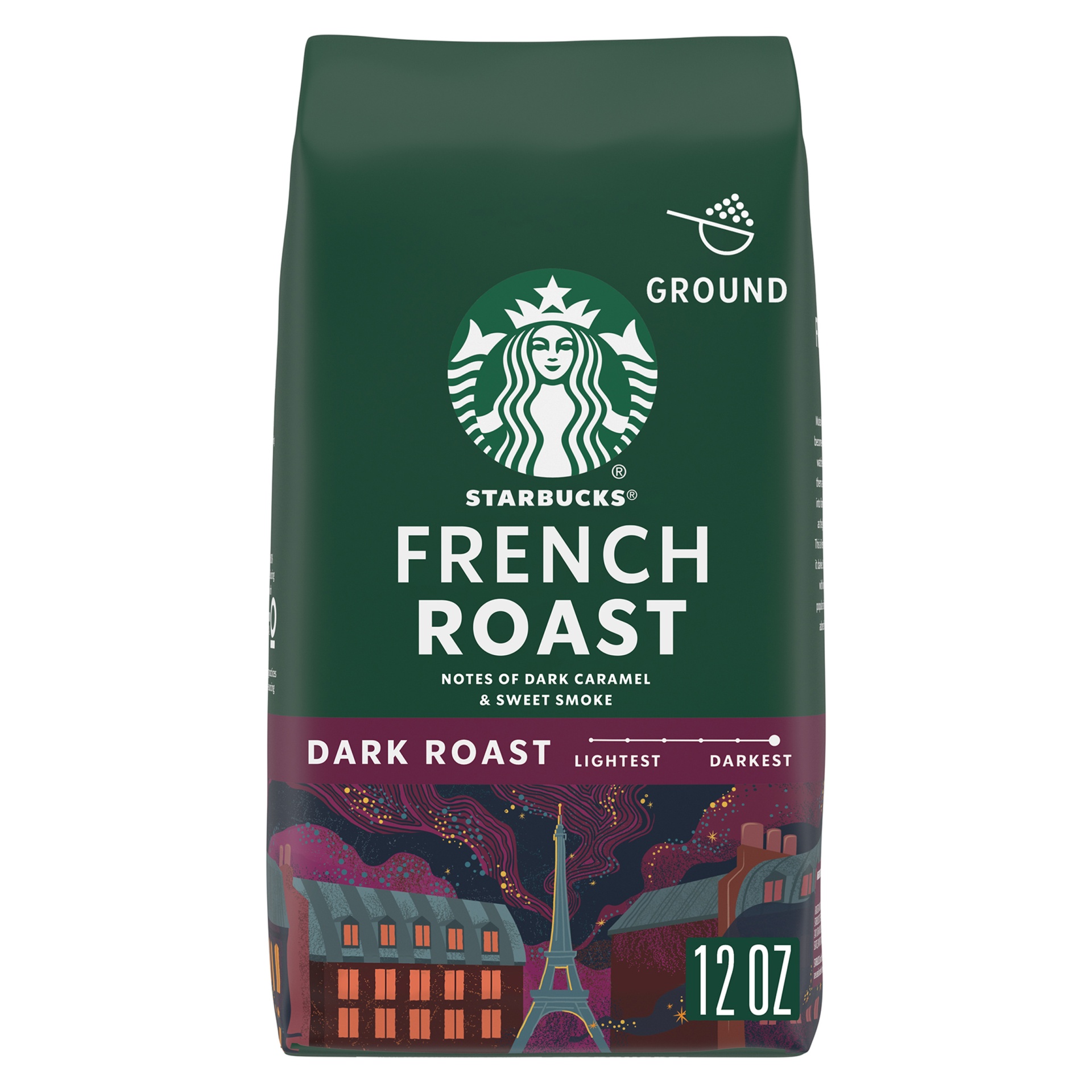 slide 1 of 7, Starbucks French Roast, Ground Coffee, Dark Roast, 12 oz