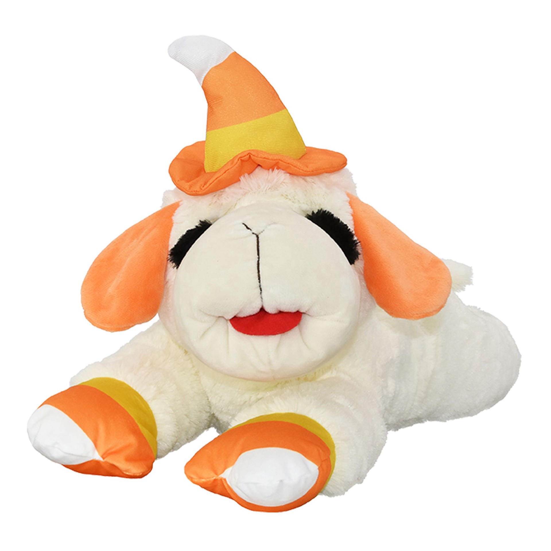 slide 1 of 1, Multipet® Jumbo Halloween Lamb Chop With A Candy Corn Hat And Paws 24", 24 in