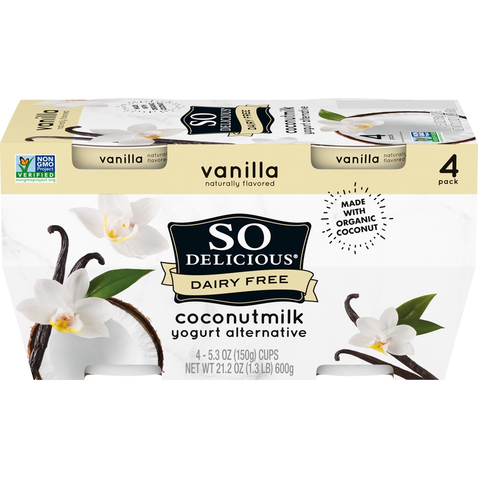 slide 2 of 9, So Delicious Dairy Free Vanilla Coconut Milk Yogurt - 4ct/5.3oz Cups, 4 ct; 5.3 oz