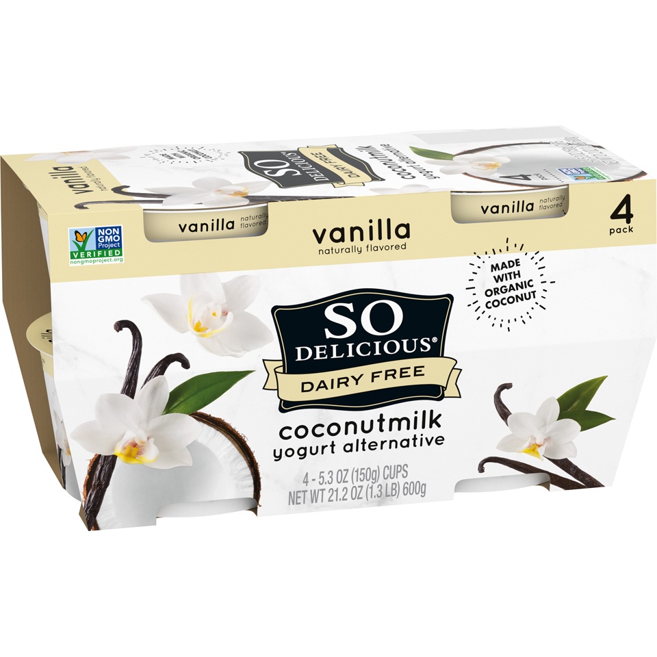 slide 3 of 9, So Delicious Dairy Free Vanilla Coconut Milk Yogurt - 4ct/5.3oz Cups, 4 ct; 5.3 oz