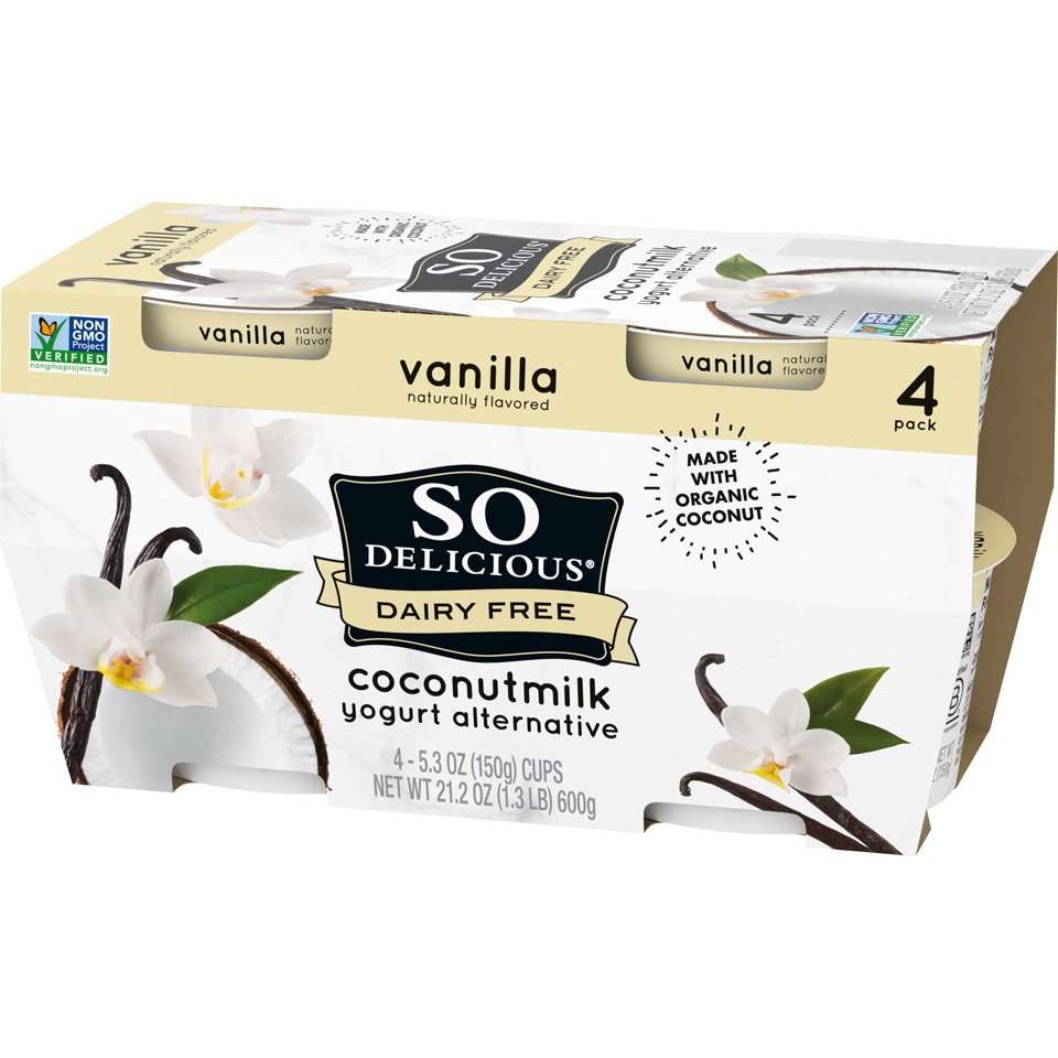 slide 4 of 9, So Delicious Dairy Free Vanilla Coconut Milk Yogurt - 4ct/5.3oz Cups, 4 ct; 5.3 oz