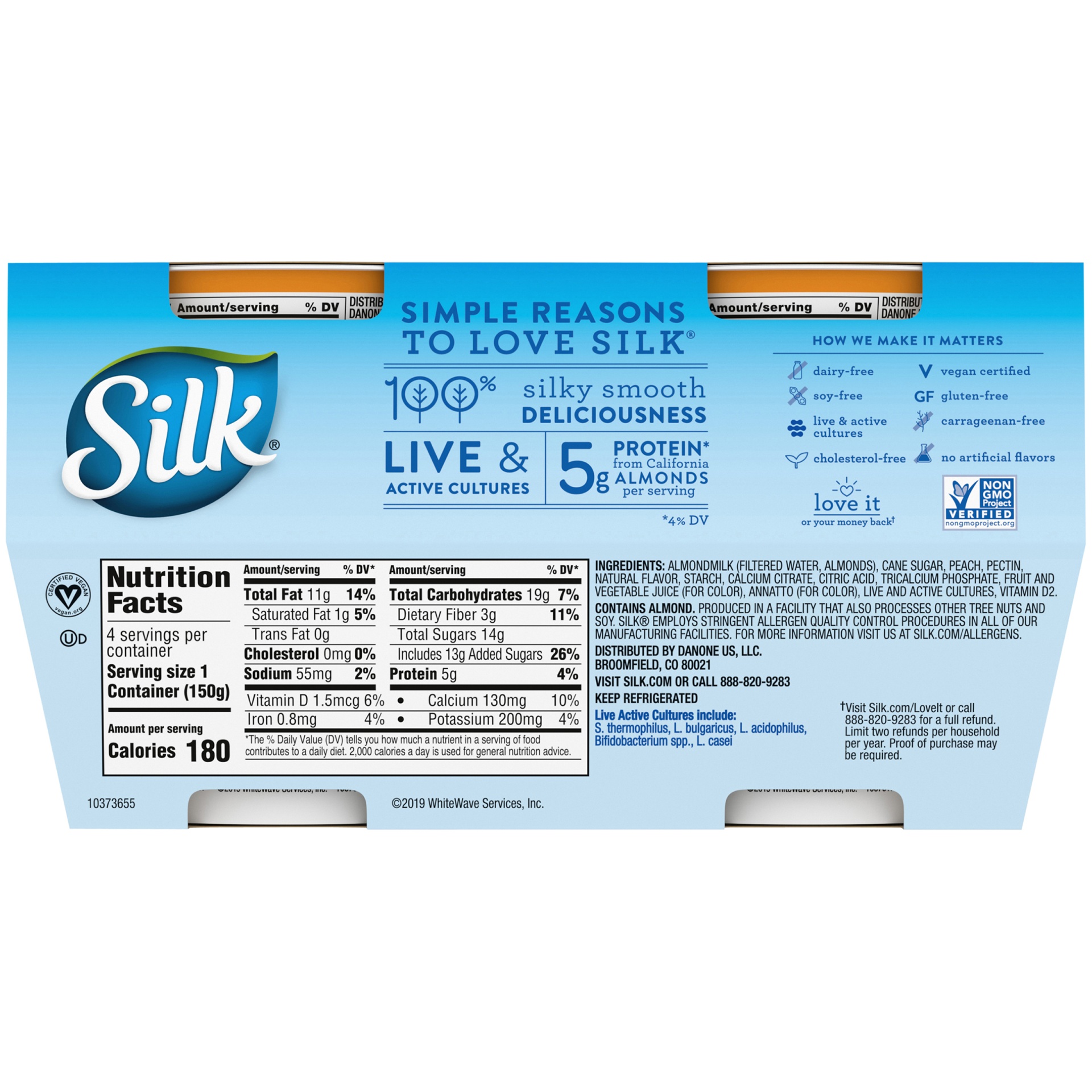 slide 7 of 9, Silk Peach Almond Milk Yogurt Alternative Cups, 5.3 oz