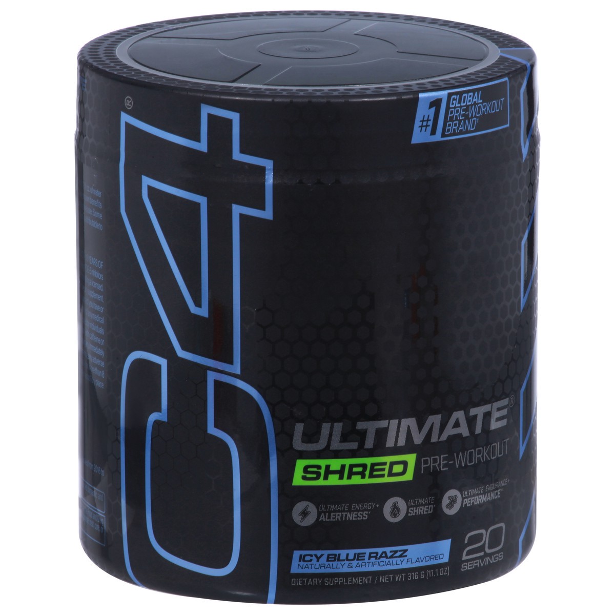 slide 9 of 10, C4 Sport Ultimate Shred Icy Blue Razz Pre-Workout 11.1 oz, 11.10 ct