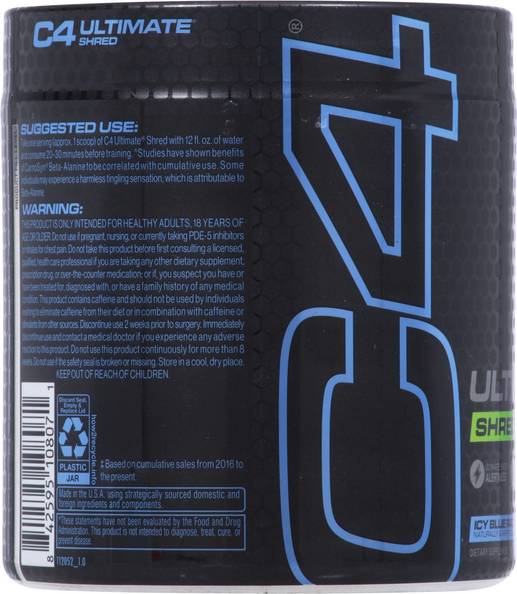 slide 8 of 10, C4 Sport Ultimate Shred Icy Blue Razz Pre-Workout 11.1 oz, 11.10 ct