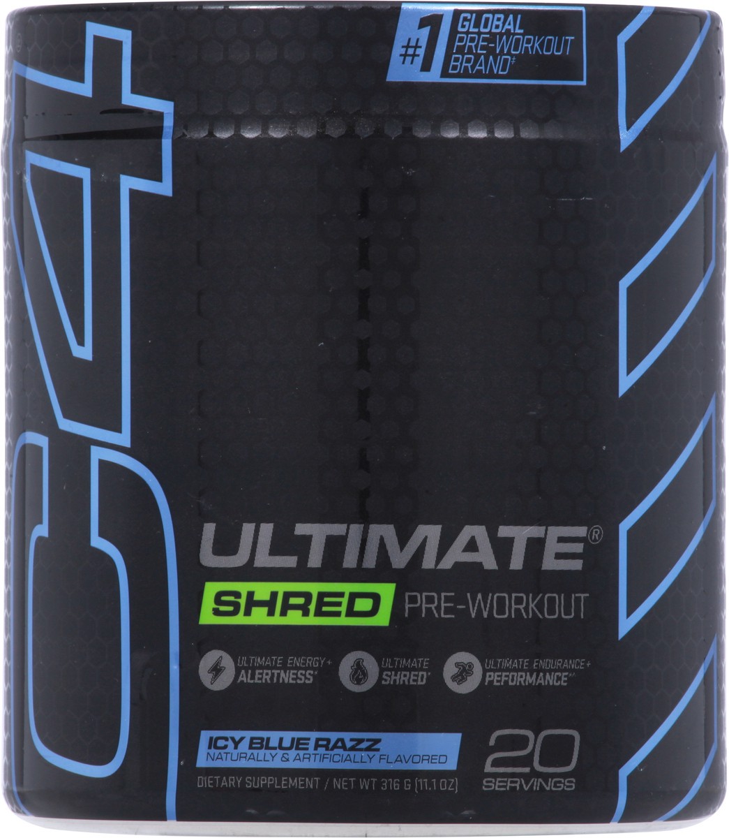 slide 5 of 10, C4 Sport Ultimate Shred Icy Blue Razz Pre-Workout 11.1 oz, 11.10 ct