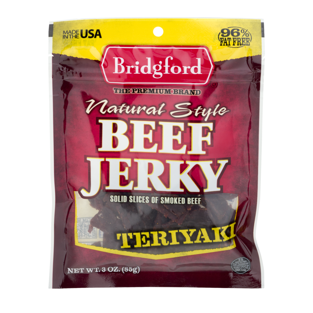 slide 1 of 1, Bridgford Teriyaki Beef Jerky, 3 oz