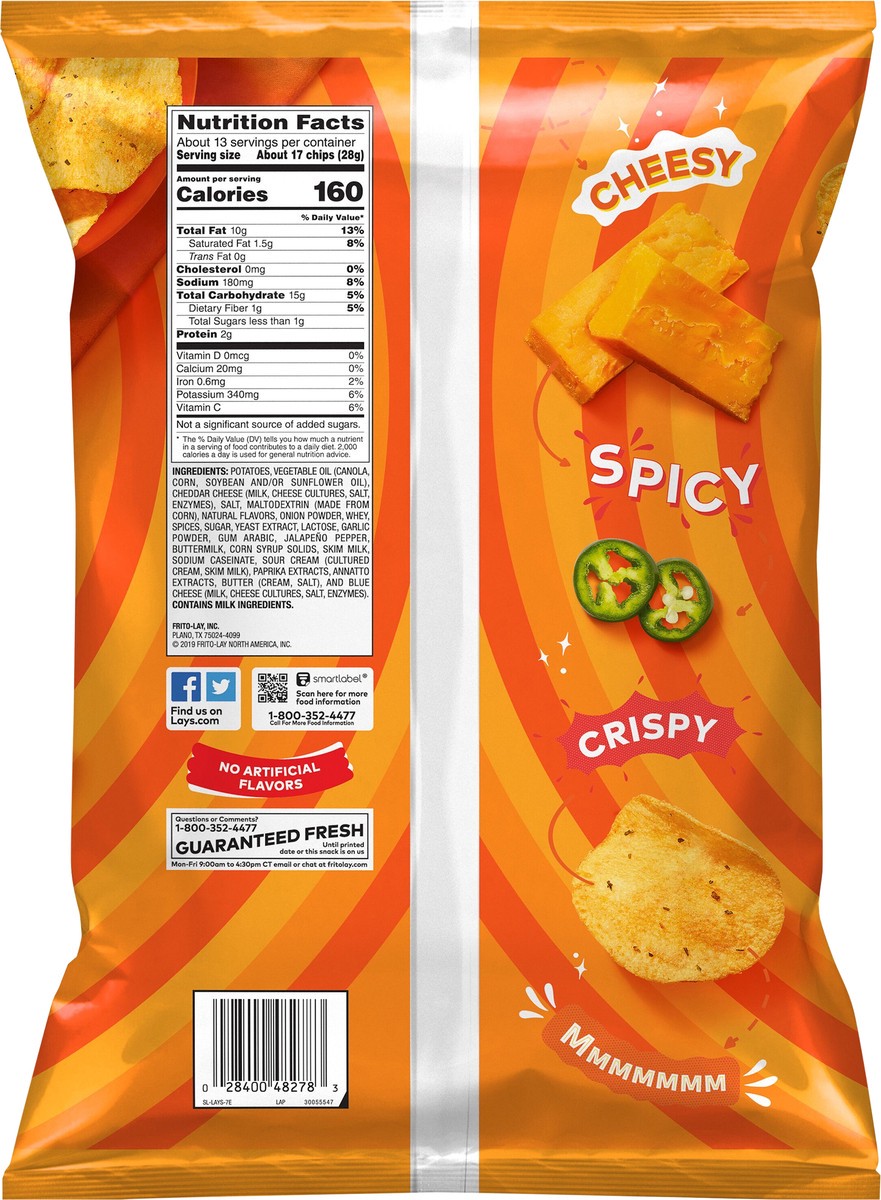 slide 4 of 6, Lay's Potato Chips Cheddar Jalapeno Flavored Party Size 12 1/2 Oz, 12.5 oz