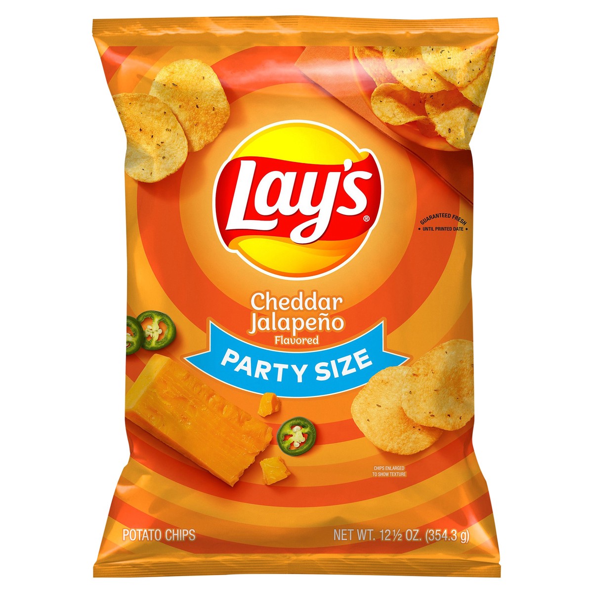 slide 5 of 6, Lay's Potato Chips Cheddar Jalapeno Flavored Party Size 12 1/2 Oz, 12.5 oz