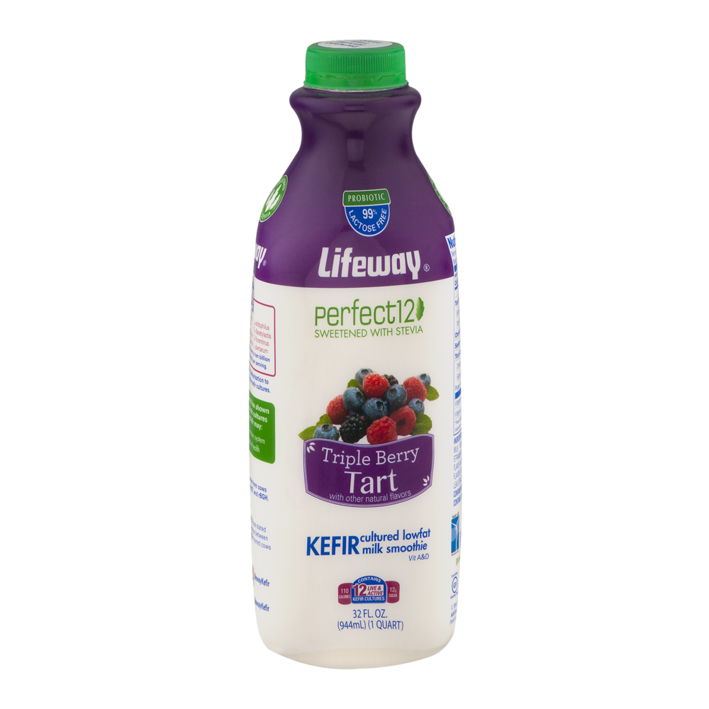 slide 1 of 1, Lifeway Perfect12 Kefir Cultured Lowfat Milk Smoothie Triple Berry Tart, 32 fl oz