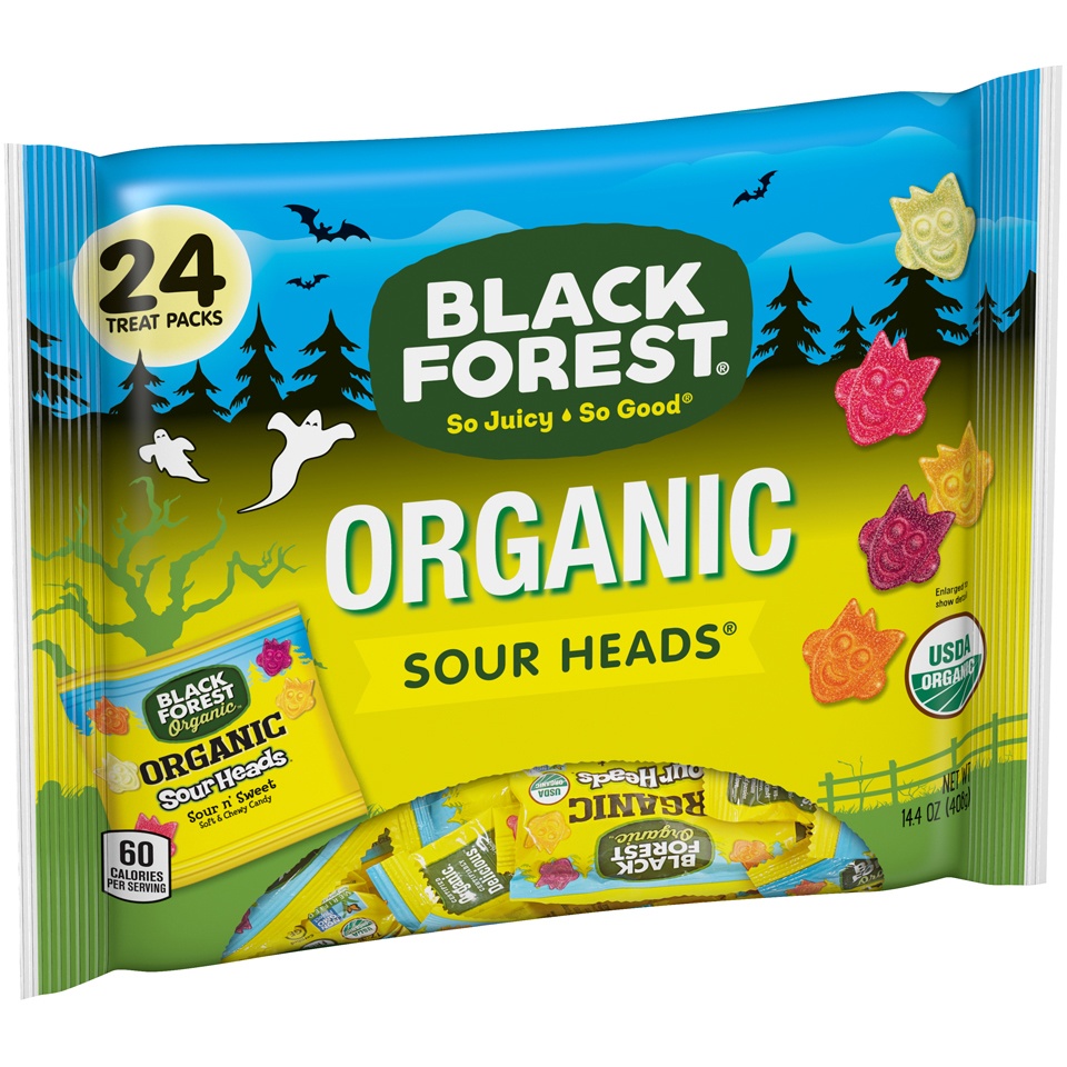 slide 2 of 8, Black Forest Organic Halloween Little Monsters Sour Heads, 24 ct