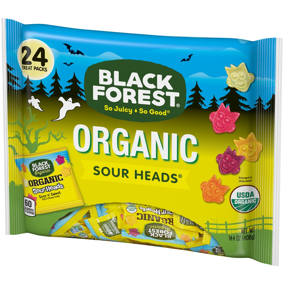slide 5 of 8, Black Forest Organic Halloween Little Monsters Sour Heads, 24 ct