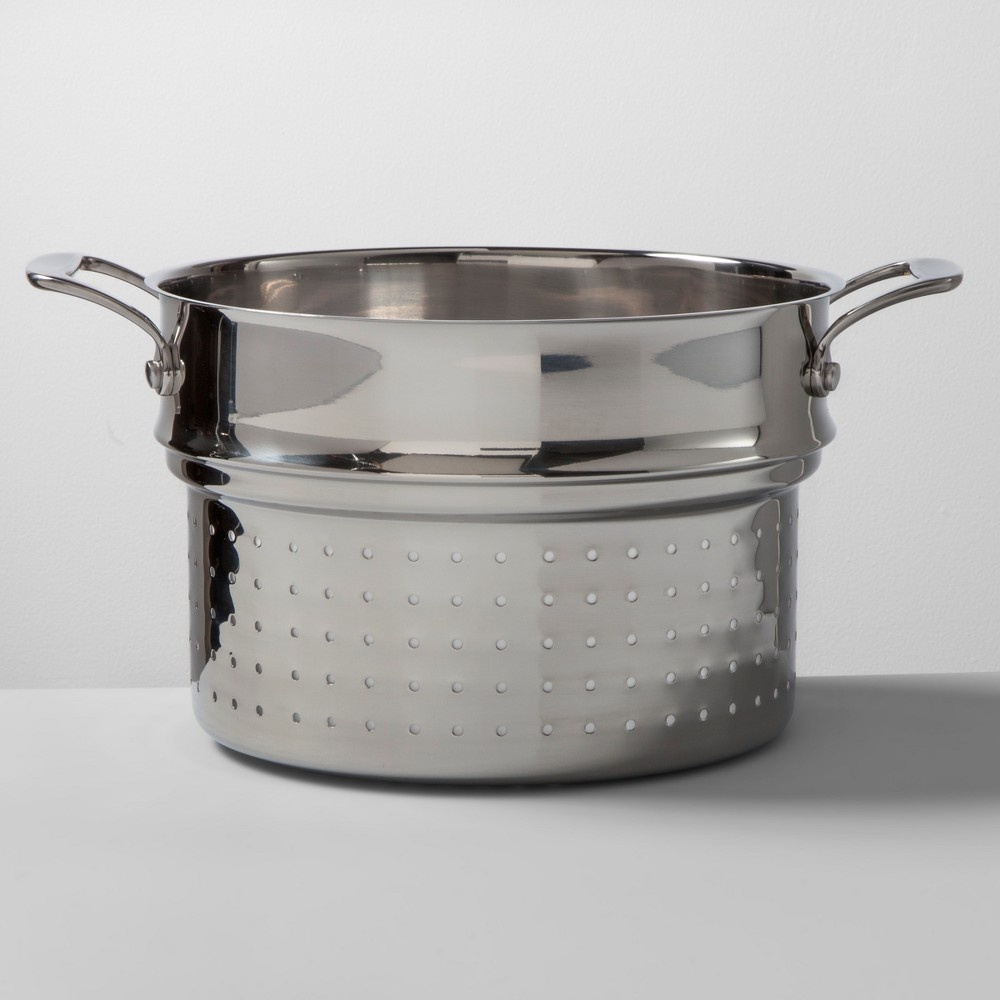 slide 2 of 5, Made by Design Stainless Steel Covered Stock Pot with Steamer Insert, 6 qt