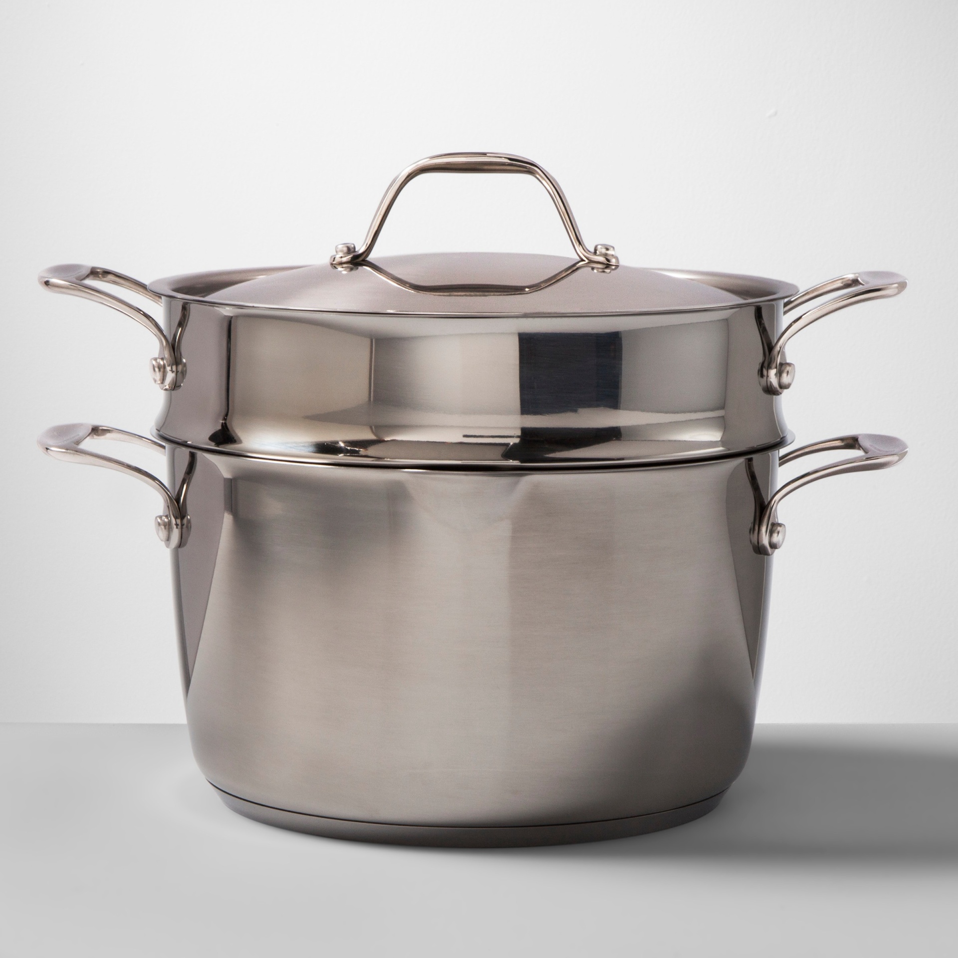 slide 1 of 5, Made by Design Stainless Steel Covered Stock Pot with Steamer Insert, 6 qt