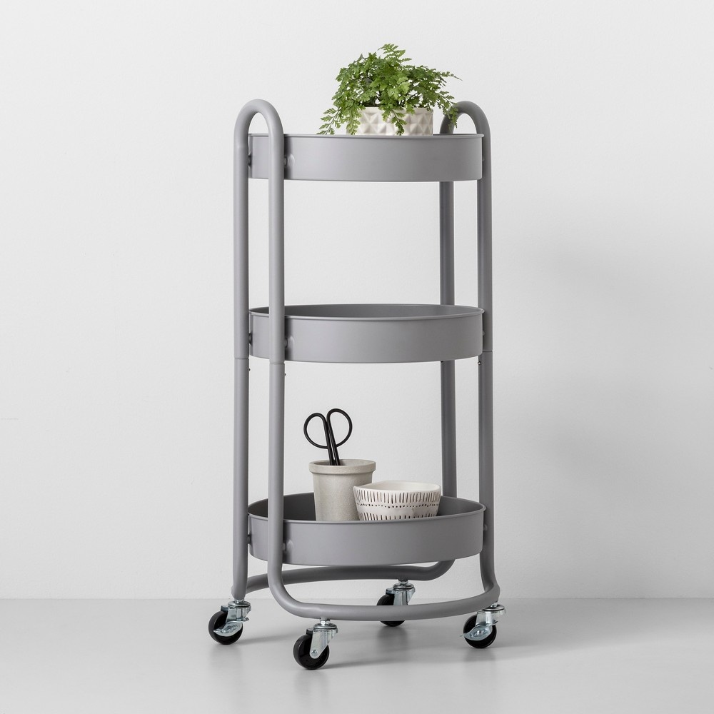 slide 2 of 5, Round Metal Utility Cart Gray - Made By Design, 1 ct