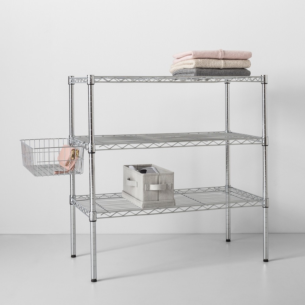slide 2 of 4, 3 Tier Wide Wire Shelf Silver - Made By Design, 1 ct