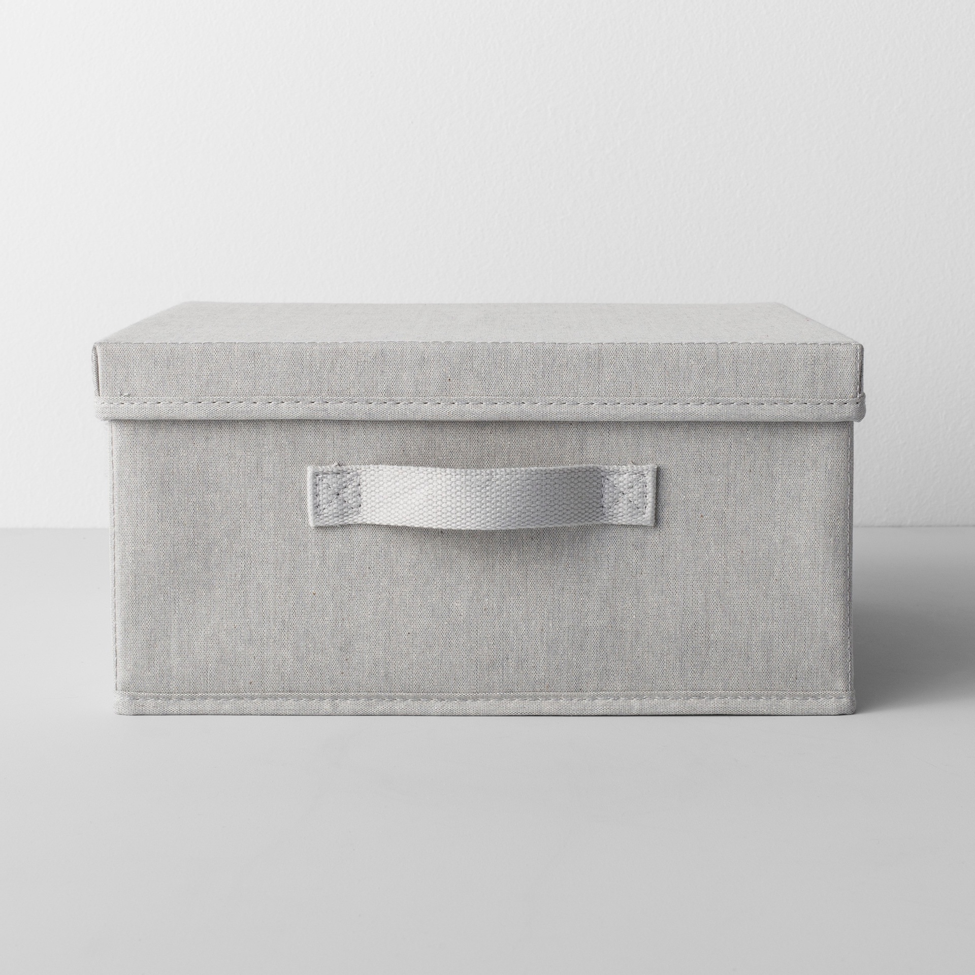 slide 1 of 9, 13"X13"X6" Short Fabric Bin with Lid Light Gray - Made By Design, 1 ct