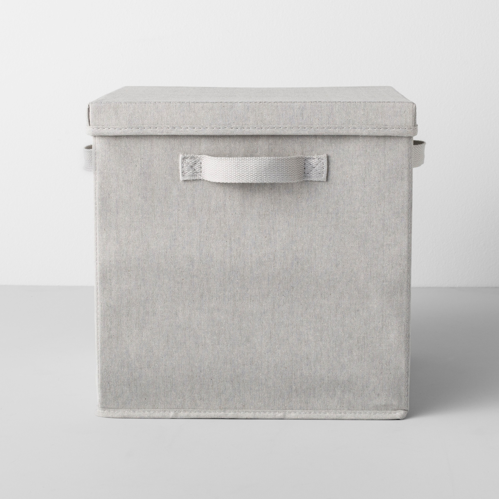 slide 1 of 9, 13"x13"x13" Deep Fabric Bin with Lid Light Gray - Made By Design, 1 ct