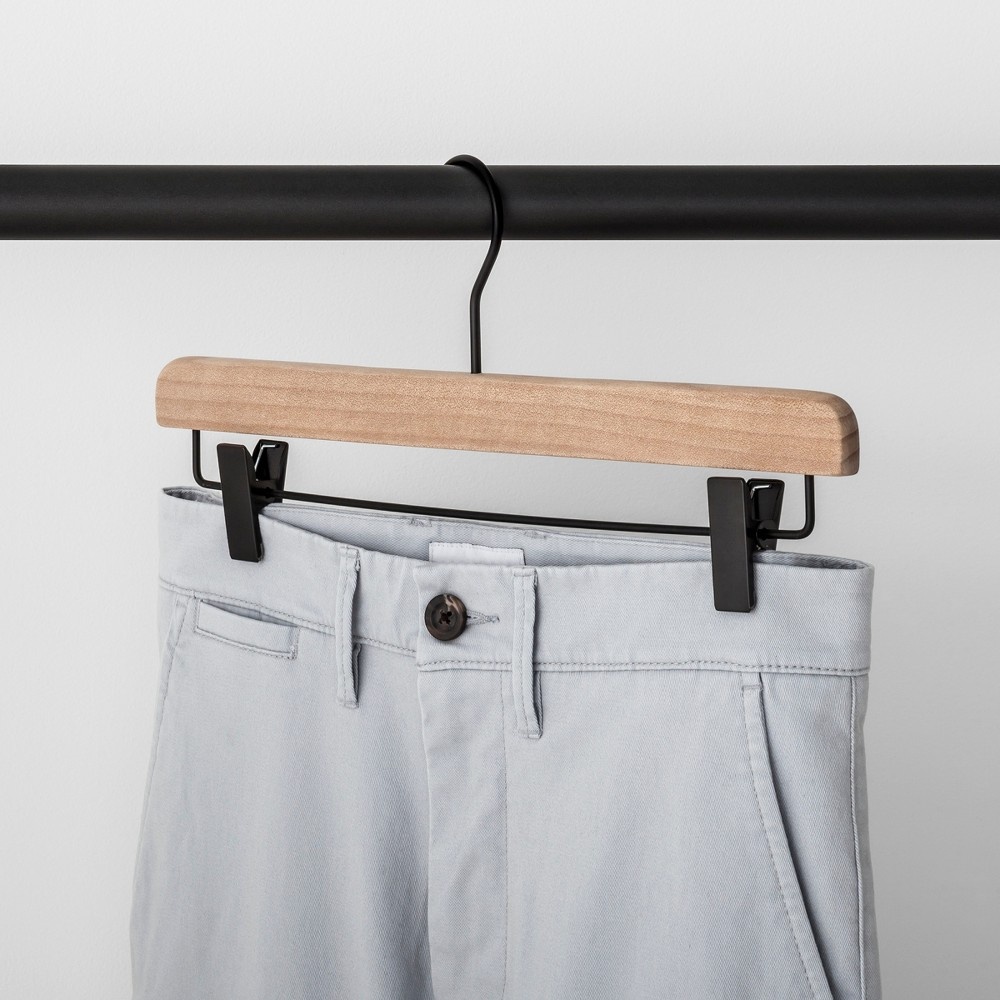 slide 2 of 3, 2pk Wood Pants Hanger Natural - Made By Design, 1 ct