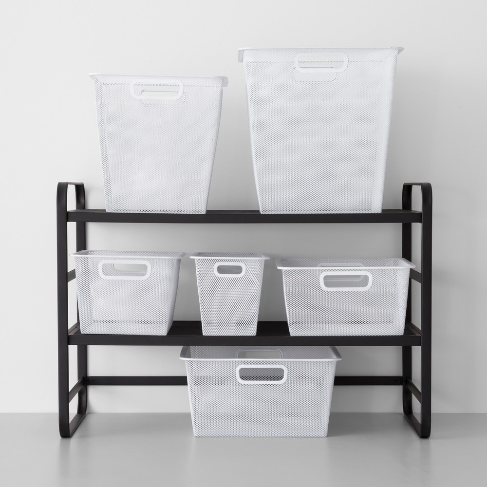 slide 4 of 5, Two Tier Wire Mesh Shoe Rack Black - Made By Design, 1 ct