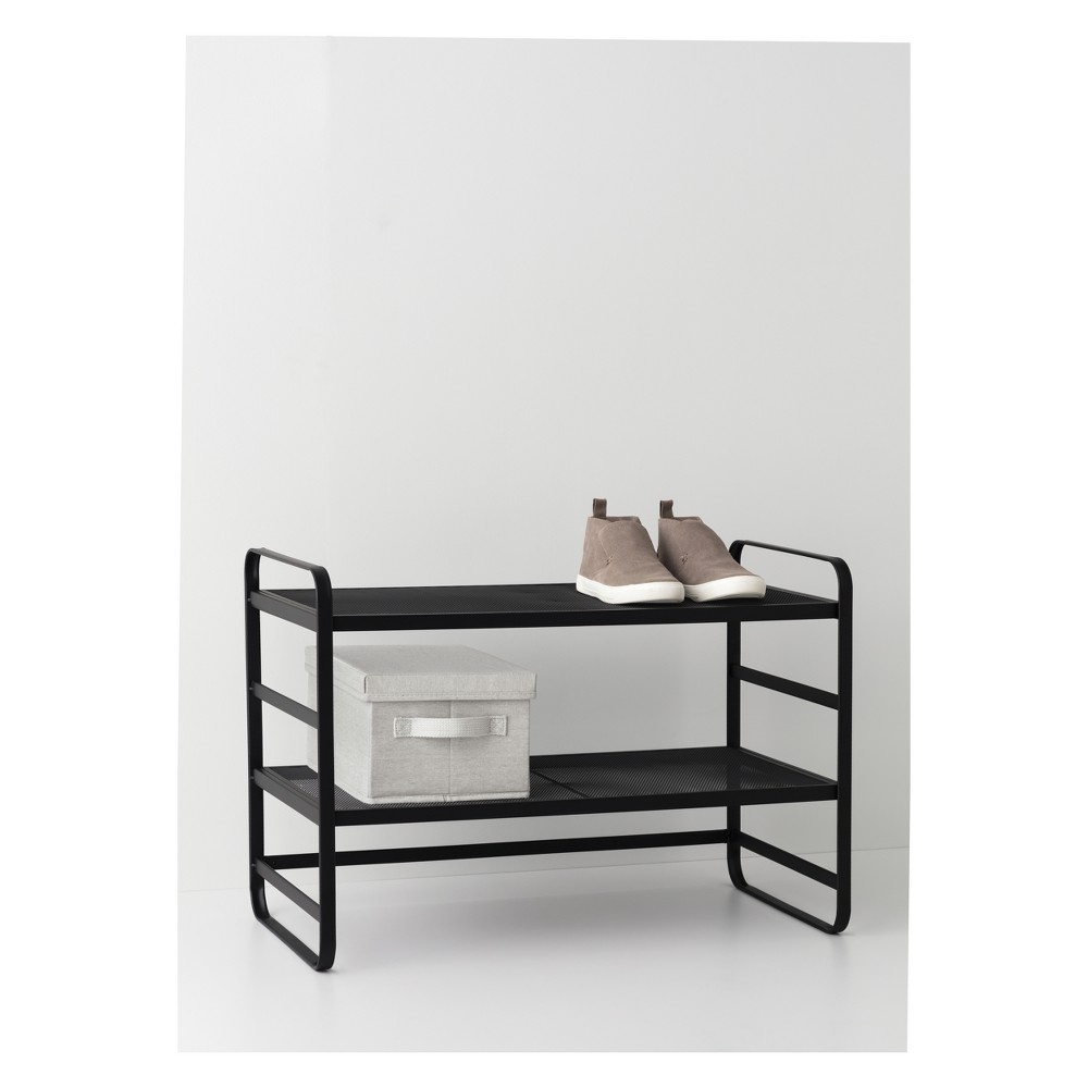 slide 5 of 5, Two Tier Wire Mesh Shoe Rack Black - Made By Design, 1 ct