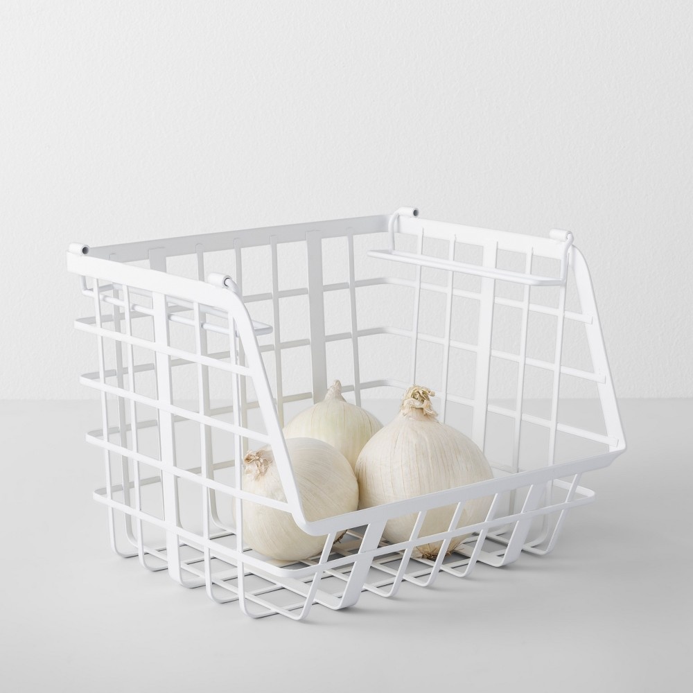 slide 5 of 5, Made by Design Open Front Stackable Basket - White, 1 ct