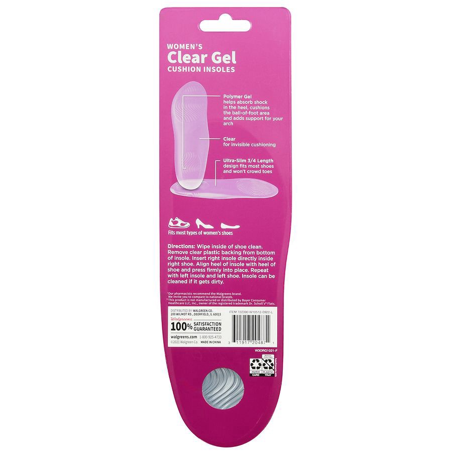 slide 3 of 5, Walgreens Clear Gel Cushion Insoles, 1 pair