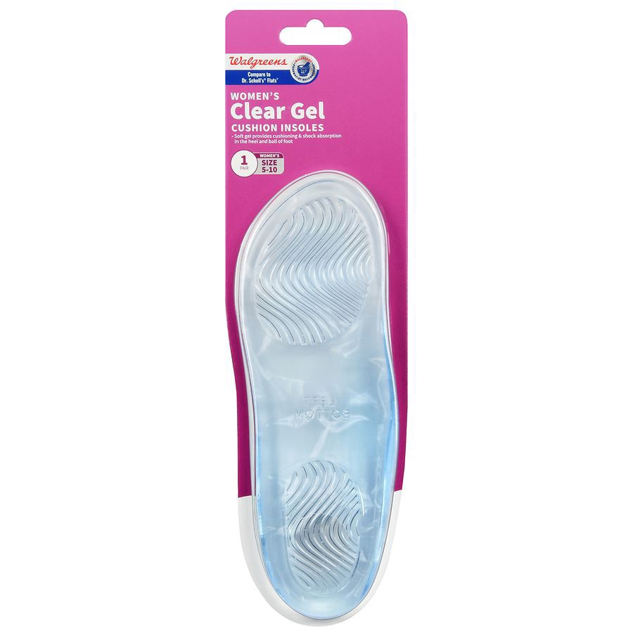 slide 1 of 5, Walgreens Clear Gel Cushion Insoles, 1 pair