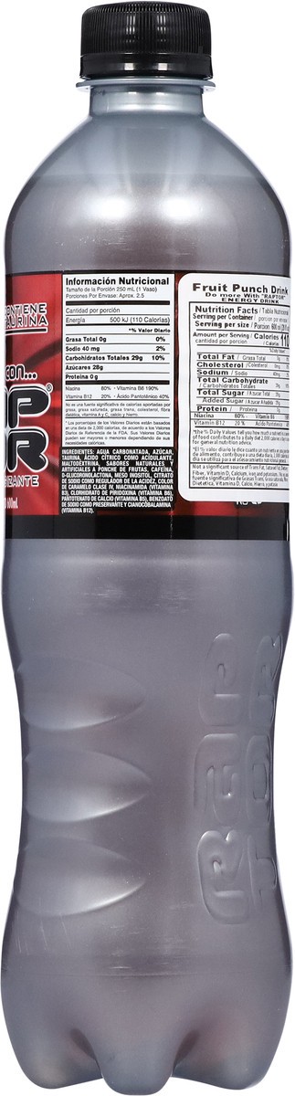 slide 13 of 14, Raptor Fruit Punch Energy Drink 600 ml, 20 fl oz
