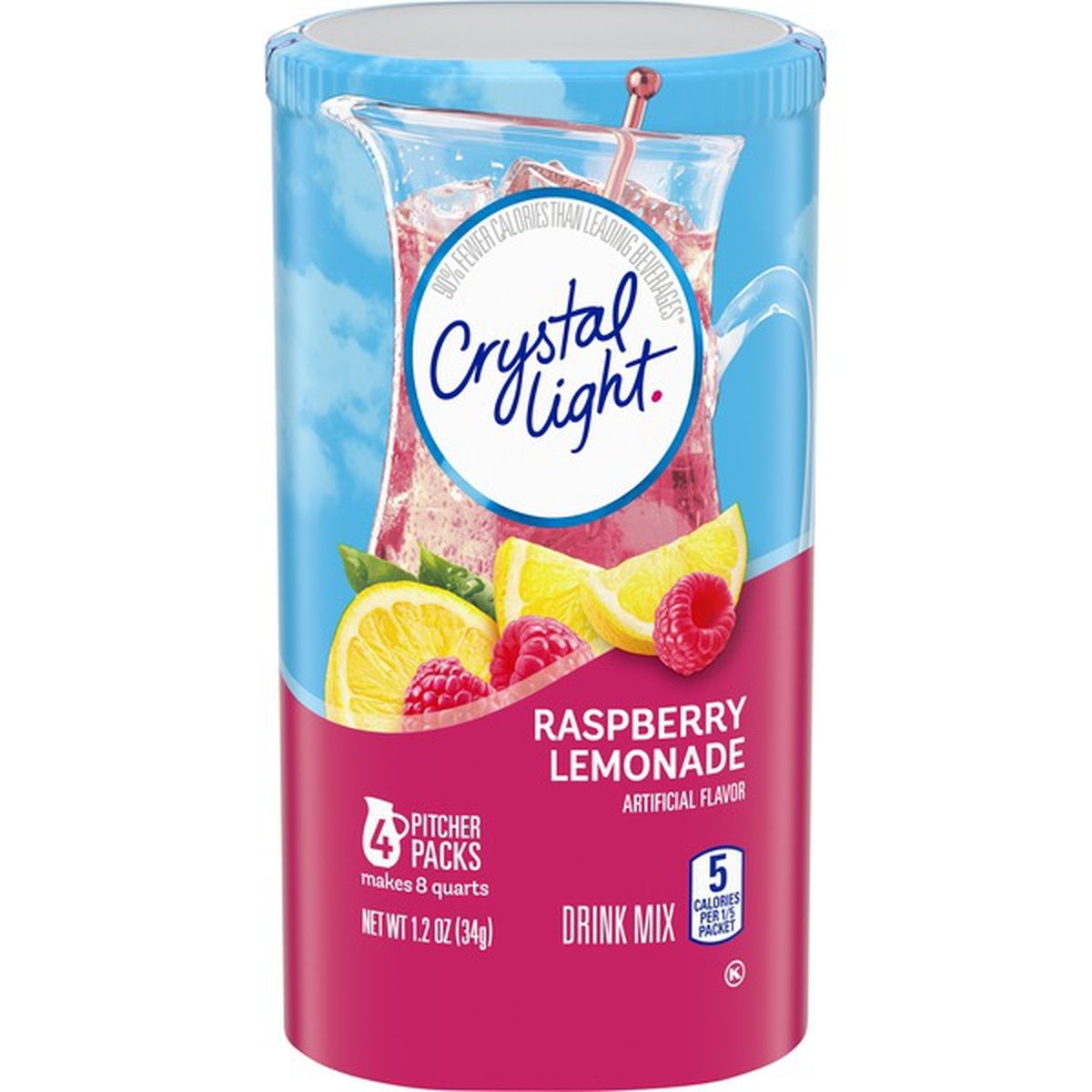 slide 1 of 1, Crystal Light Raspberry Lemonade Artificially Flavored Powdered Drink Mix, 4 ct