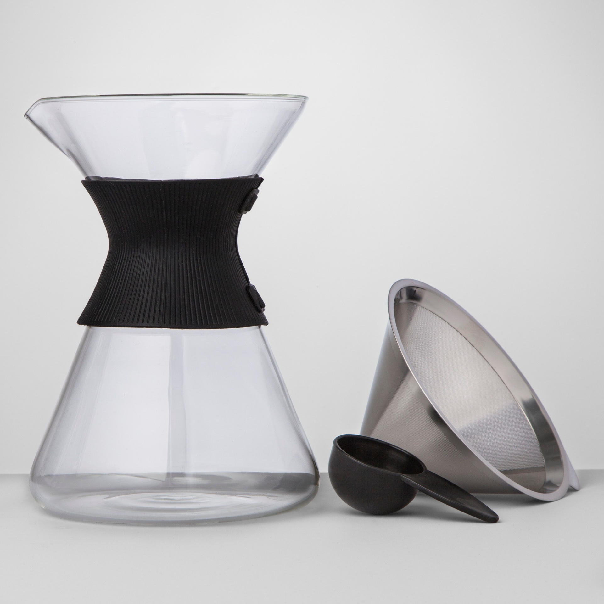 slide 1 of 5, Made by Design 6 Cup Silver Pour Over Glass Coffee Maker, 1 ct