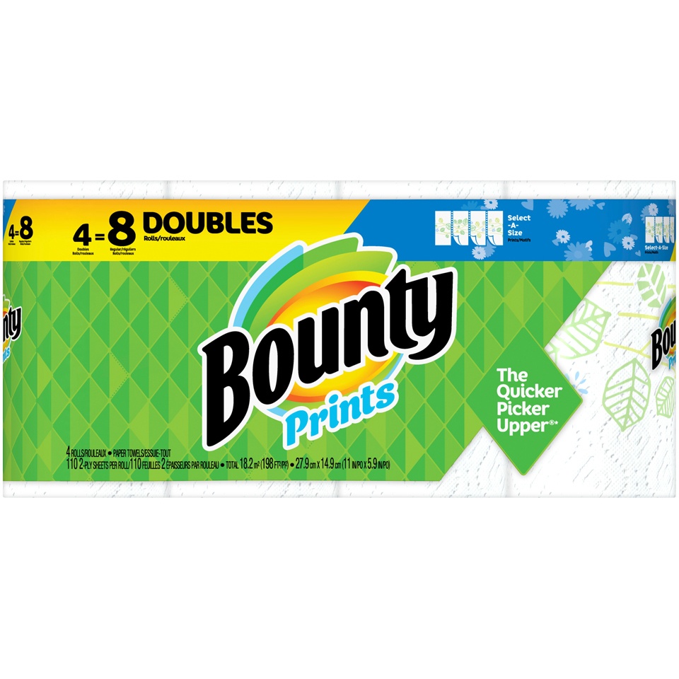 slide 2 of 4, Bounty Select-A-Size Printed Paper Towels - 4 Double Rolls, 4 ct