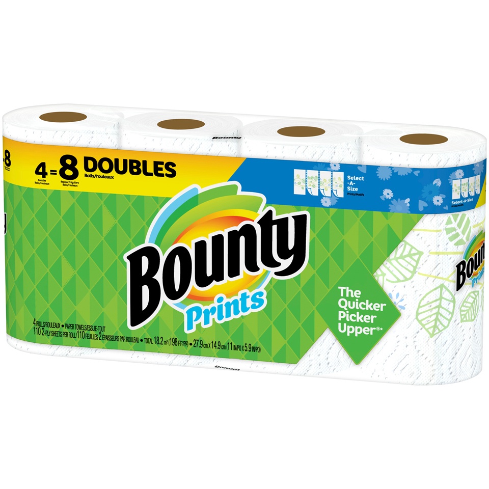slide 4 of 4, Bounty Select-A-Size Printed Paper Towels - 4 Double Rolls, 4 ct