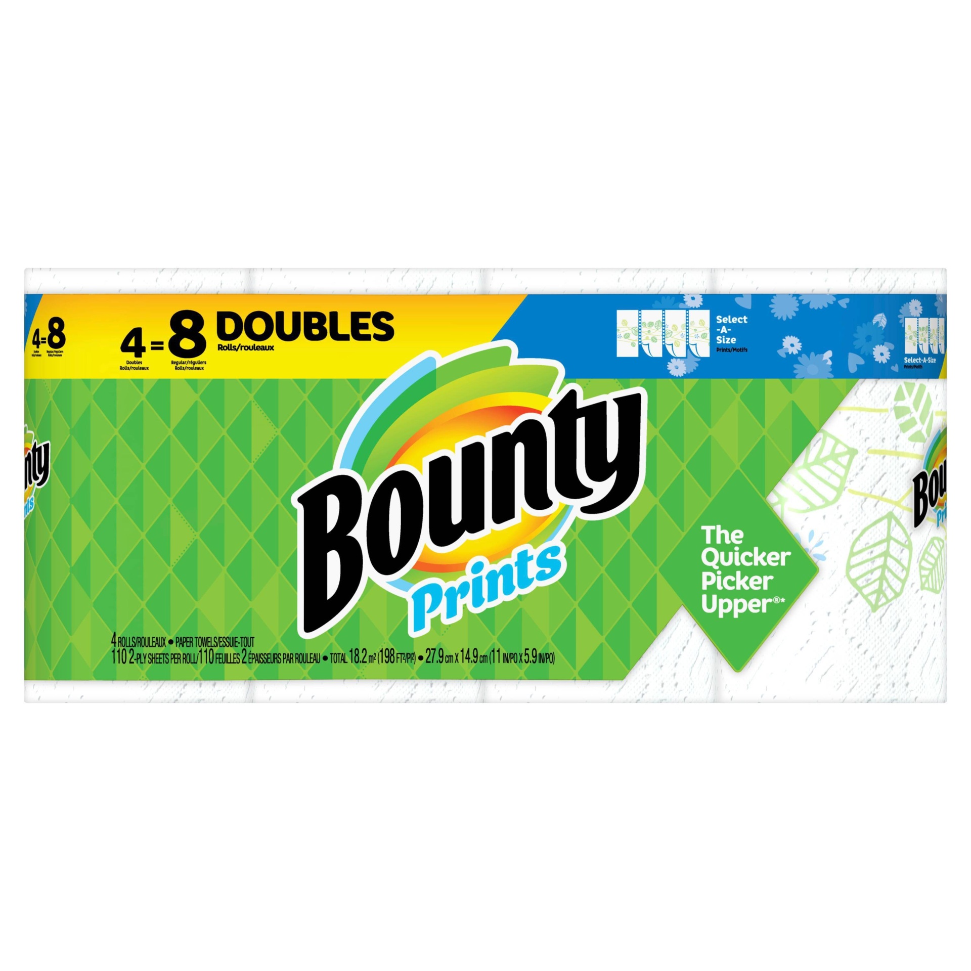 slide 1 of 4, Bounty Select-A-Size Printed Paper Towels - 4 Double Rolls, 4 ct