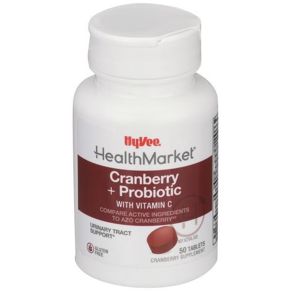 slide 1 of 1, Hy-Vee Healthmarket Cranberry + Probiotic With Vitamin C, 50 ct