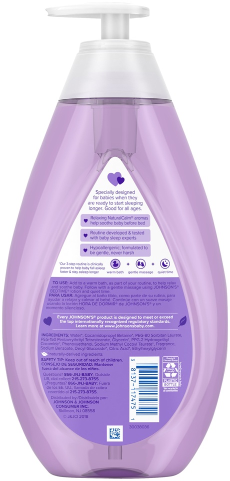 slide 3 of 6, Johnson's Bedtime Baby Bath with Soothing NaturalCalm Aromas, Hypoallergenic & Tear-Free Liquid Baby Bath Formula, No Parabens, Sulfates, Dyes, or Phthalates, 27.1 fl. oz, 27.1 fl oz