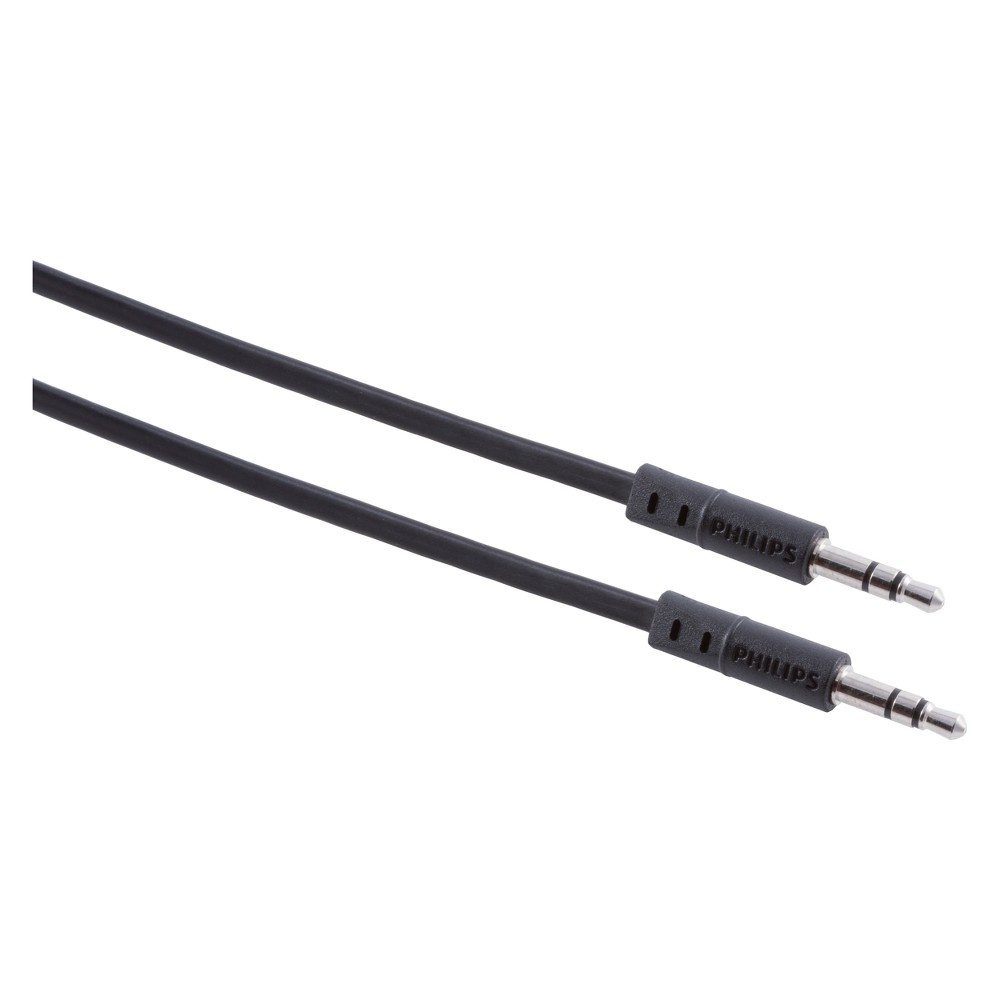 slide 2 of 5, Phillips Flat 3.5mm Audio Cable - Black, 6 ft