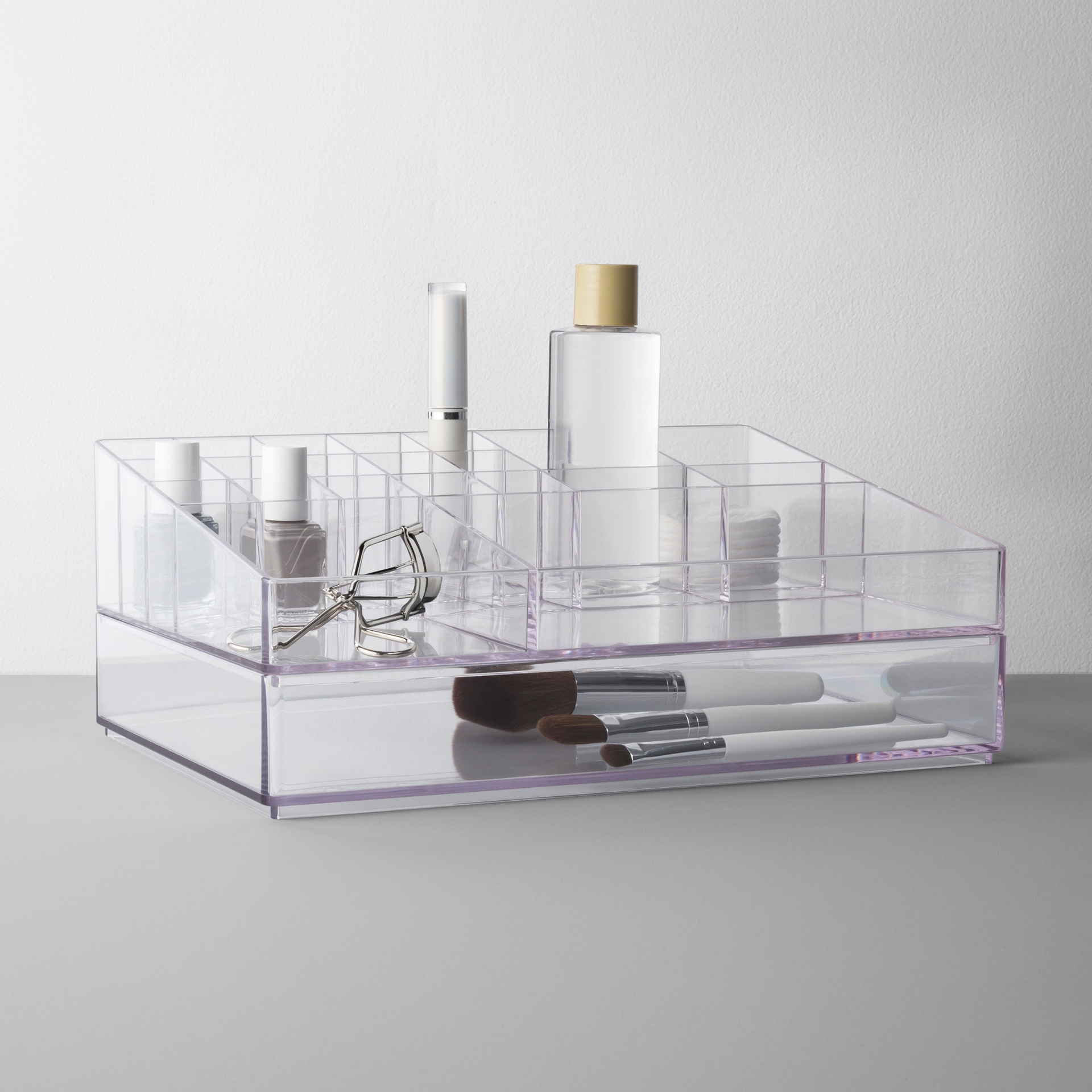 slide 1 of 2, Extra Large Bathroom Plastic Tiered Cosmetic Organizer Clear - Made By Design, 1 ct