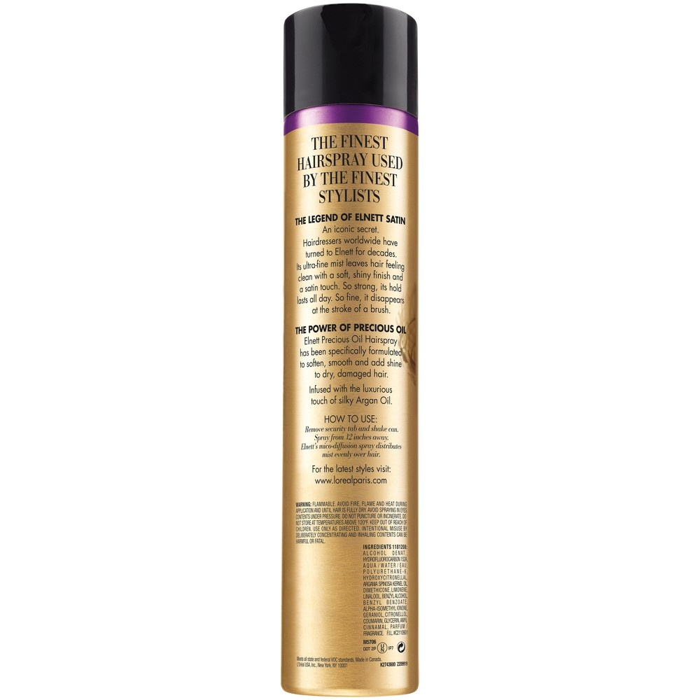 slide 2 of 4, L'Oréal Paris Elnett Precious Oil Satin Hairspray, 11 oz