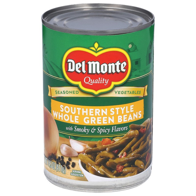 slide 1 of 1, Del Monte Southern Style Whole Green Beans, 14.5 oz Can, 14.5 oz