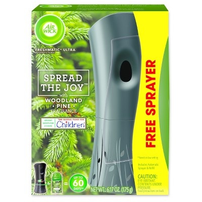 slide 1 of 1, Air Wick Freshmatic Woodland Pine Air Freshener Refill Plus Free Gadget, 6.17 oz