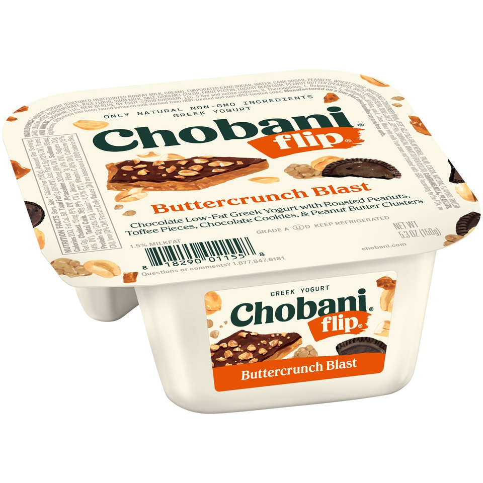 slide 3 of 8, Chobani Flip Buttercrunch Blast Greek Yogurt, 5.3 oz