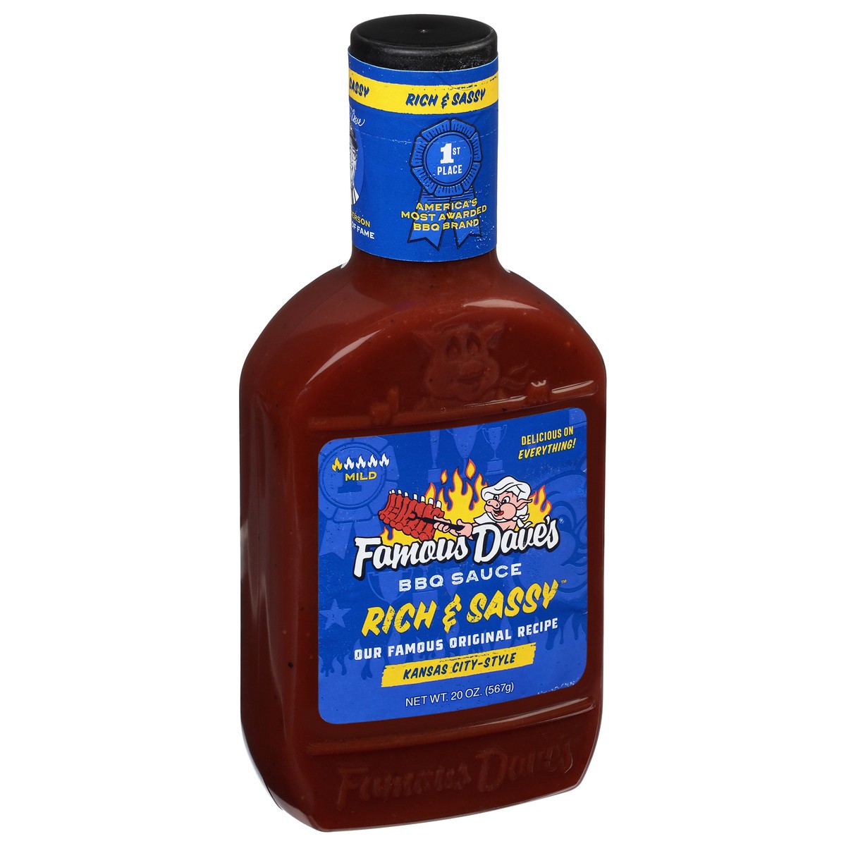 slide 2 of 9, Famous Dave's Rich & Sassy Barbeque Sauce, 20 oz