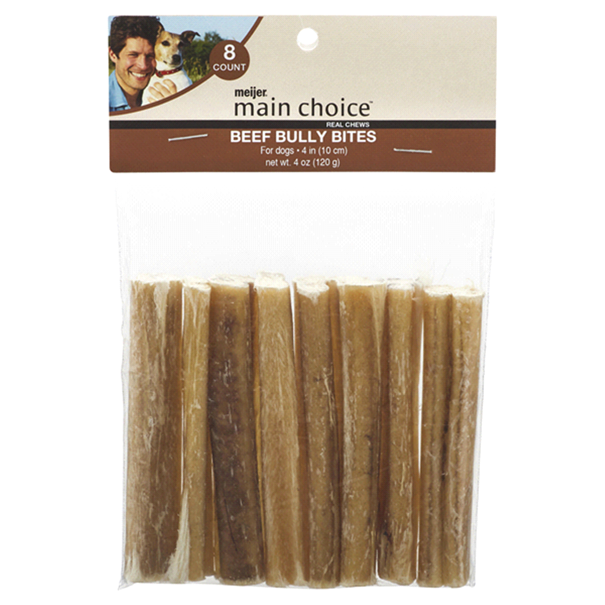 slide 1 of 5, Meijer 4" Beef Bully Bites Real Chews for Dogs, 8 ct