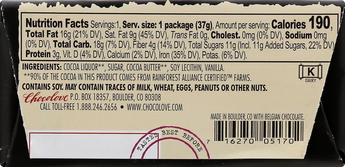 slide 11 of 12, Chocolove 70% Cocoa Strong Dark Chocolate 1.3 oz, 1.3 oz