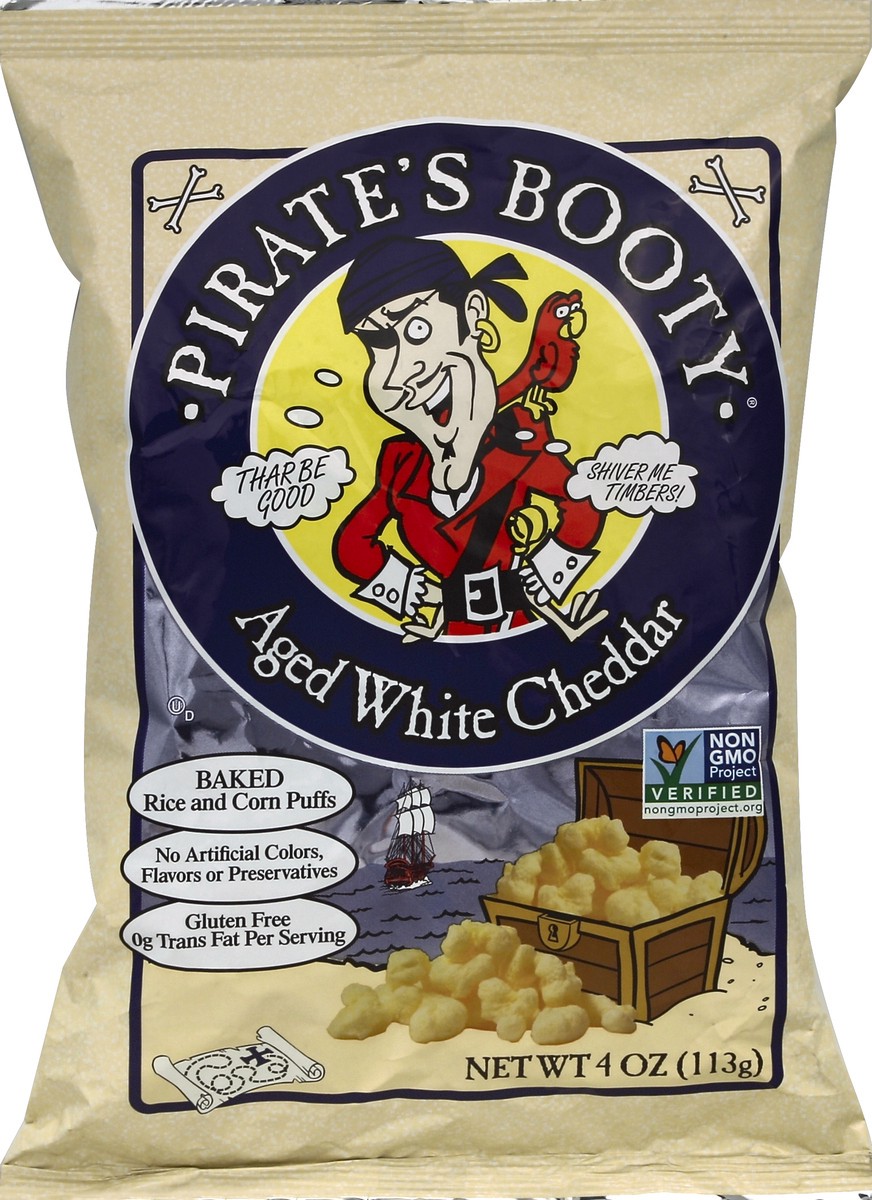 slide 1 of 1, Pirate's Booty Aged White Cheddar Ri, 4 oz