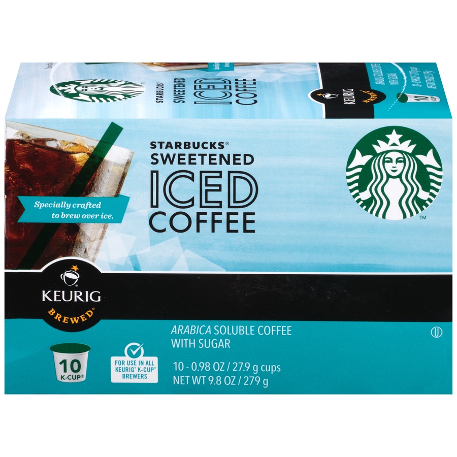 slide 1 of 8, Starbucks Sweetened Iced Coffee K-Cup - 10 ct; 0.98 oz, 10 ct; 0.98 oz