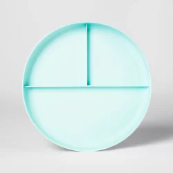7.3" Plastic Divided Kids Plate Light Blue - Pillowfort